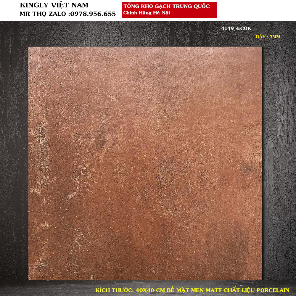 Gạch giả cổ màu nâu đất 40x40 4149